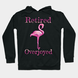 Retired Overjoyed Cute Pink Flamingo Drawing Retirement Party Mom Grandmom Gift Hoodie